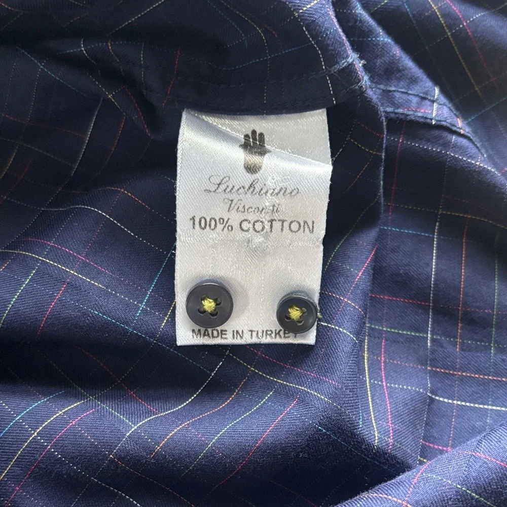 Stylish Navy Checkered Men's Button-Down Shirt